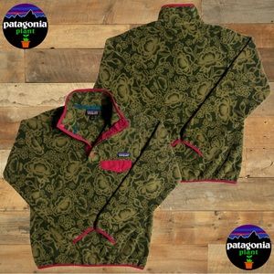 Patagonia Women's Synchilla Snap-T Fleece Pullover Green Floral